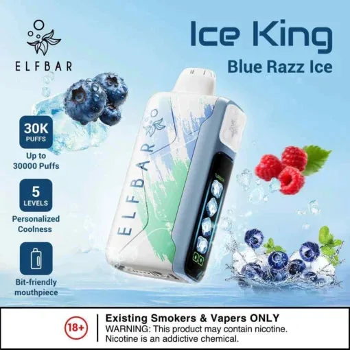 Elf Bar Ice King – Blue Razz Ice – 30K 30000 Puffs - Buy Authentic Vape in Goa - Vape Shop Goa