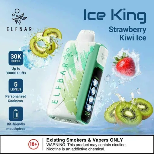 Elf Bar Ice King – Strawberry Kiwi Ice – 30K 30000 Puffs - Buy Authentic Vape in Goa - Vape Shop Goa