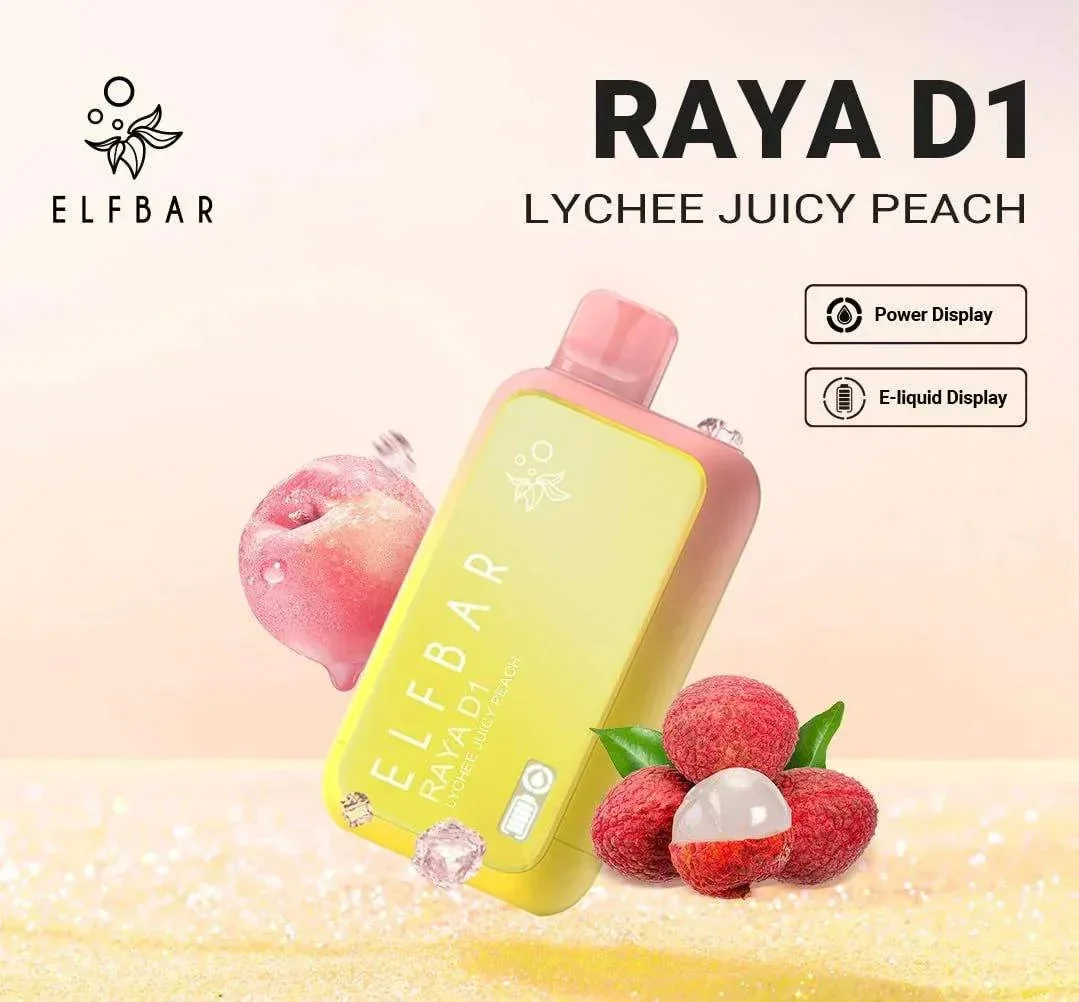 Elf Bar Raya D1 – Lychee Juicy Peach - Buy Authentic Vape in Goa - Vape Shop Goa