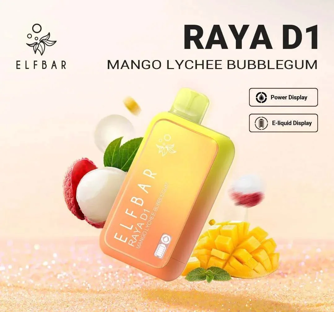 Elf Bar Raya D1 – Mango Lychee Bubblegum - Buy Authentic Vape in Goa - Vape Shop Goa