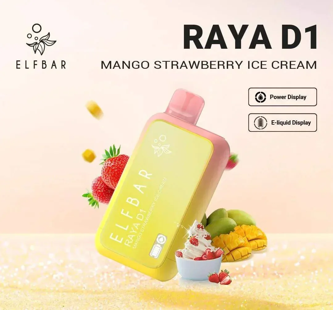 Elf Bar Raya D1 – Mango Strawberry Ice Cream - Buy Authentic Vape in Goa - Vape Shop Goa