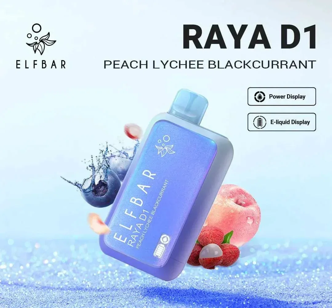 Elf Bar Raya D1 – Peach Lychee Blackcurrant - Buy Authentic Vape in Goa - Vape Shop Goa
