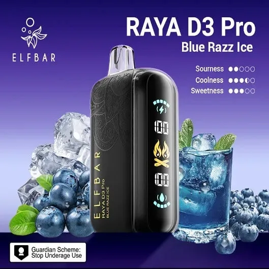 Elf Bar Raya D3 Pro 30K Blue Razz Ice 30000 Puffs - Buy Authentic Vape in Goa - Vape Shop Goa