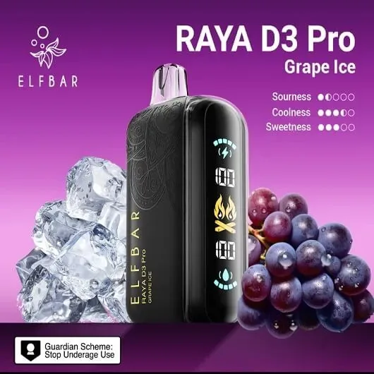 Elf Bar Raya D3 Pro -30k Grape Ice 30000 Puffs - Buy Authentic Vape in Goa - Vape Shop Goa