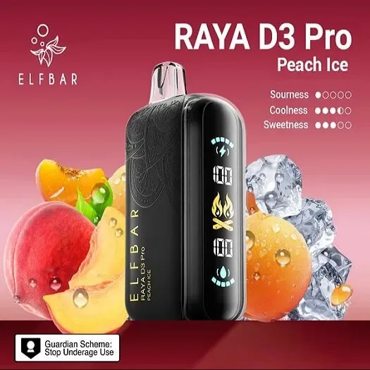 Elf Bar Raya D3 Pro -30k Peach Ice 30000 Puffs - Buy Authentic Vape in Goa - Vape Shop Goa