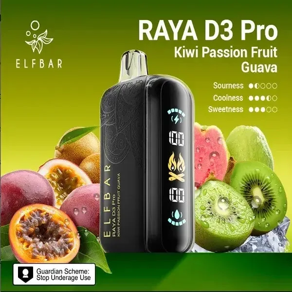 Elf Bar Raya D3 Pro – Kiwi Passion Fruit Guava - Buy Authentic Vape in Goa - Vape Shop Goa